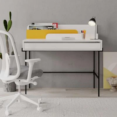 שולחן כתיבה Leila Working Table לבן/צהוב מסדרת Decoline