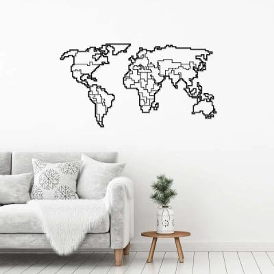 קישוט מתכת לקיר ART NO:41 WORLD MAP מסדרת Decoline