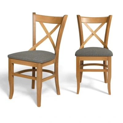 זוג כיסאות אוכל עשוי עץ מלא משולב דגם וינה – משלוח חינם!