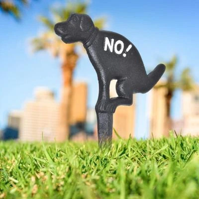 שלט כלב למדשאות NO POOPING "לא קקי" שחור דגם NP-BLACK