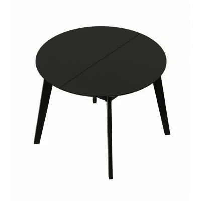 שולחן עגול לפינת אוכל 120 ס"מ נפתח 160 ס"מ מעץ מלא משולב גוון שחור דגם גלעד