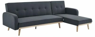 ספה פינתית מודולרית נפתחת למיטה דגם Cypress בד אריג אפור כהה