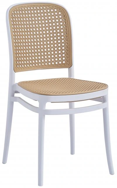 רביעיית כסאות נערמים דמוי ראטן דגם Paul לבן/עץ X4