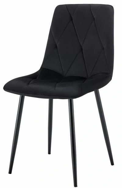 רביעיית כיסאות דגם Linda בד קטיפה שחור X4 