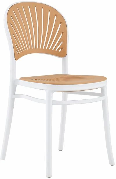 רביעיית כסאות נערמים דמוי ראטן דגם Paula לבן/עץ X4