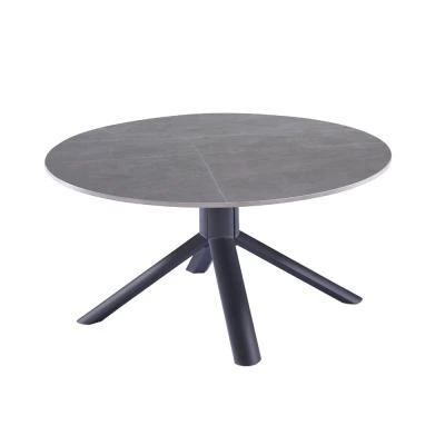 שולחן סלון קרמיקה עגול 90 ס"מ עם רגלי ברזל  דגם זאוס אפור