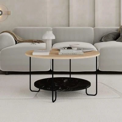 שולחן סלון  CORRO COFFEE  TABLE אלון/שיש שחור מסדרת Decoline