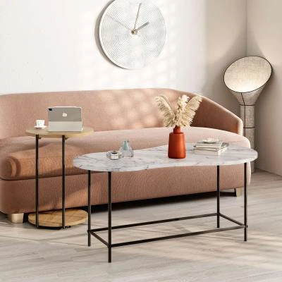 שולחן סלון CUDDLE COFFEE TABLE לבן שיש/אלון מסדרת Decoline