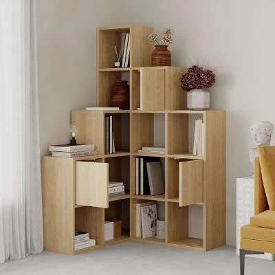 כוננית פינתית PALEO CORNER BOOKCASE SET אלון Decoline