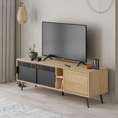 מזנון טלוויזיה LULIA TV stand אלון 148  ס"מ מסדרת Decoline