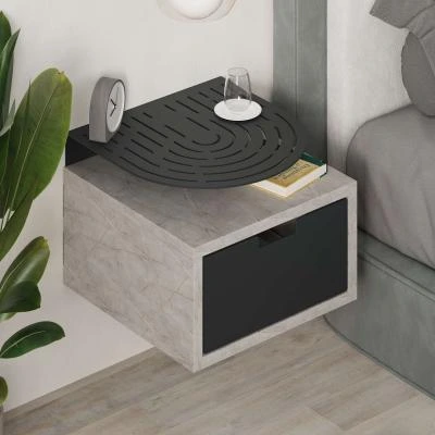 שידת לילה OSLO NIGHTSTAND צבע אבן מסדרת Decoline