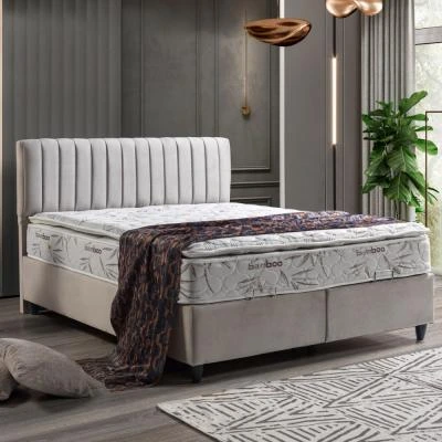 מיטה זוגית 160x200 מרופדת בד קטיפתי עם ארגז מצעים משולב מתכת דגם מרטין אבן
