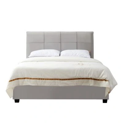 מיטה זוגית מעוצבת 160x200 בריפוד בד קטיפתי עם ארגז מצעים מעץ דגם ברזיל-אבן